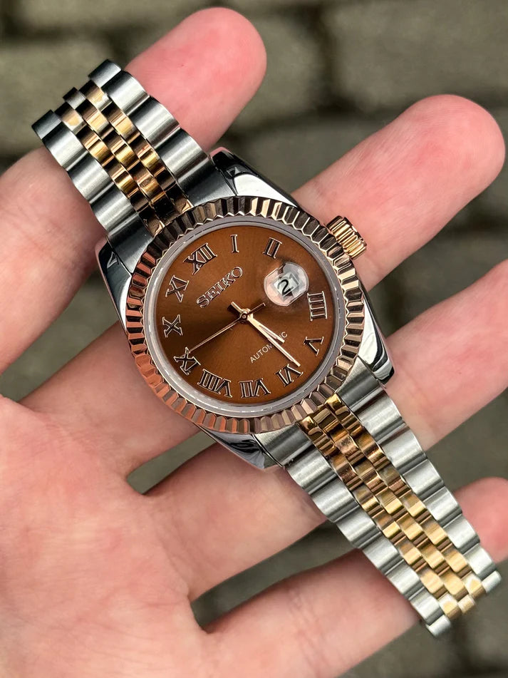 31mm DATEJUST DUAL TONE ROSE GOLD CHOCO ROMAN
