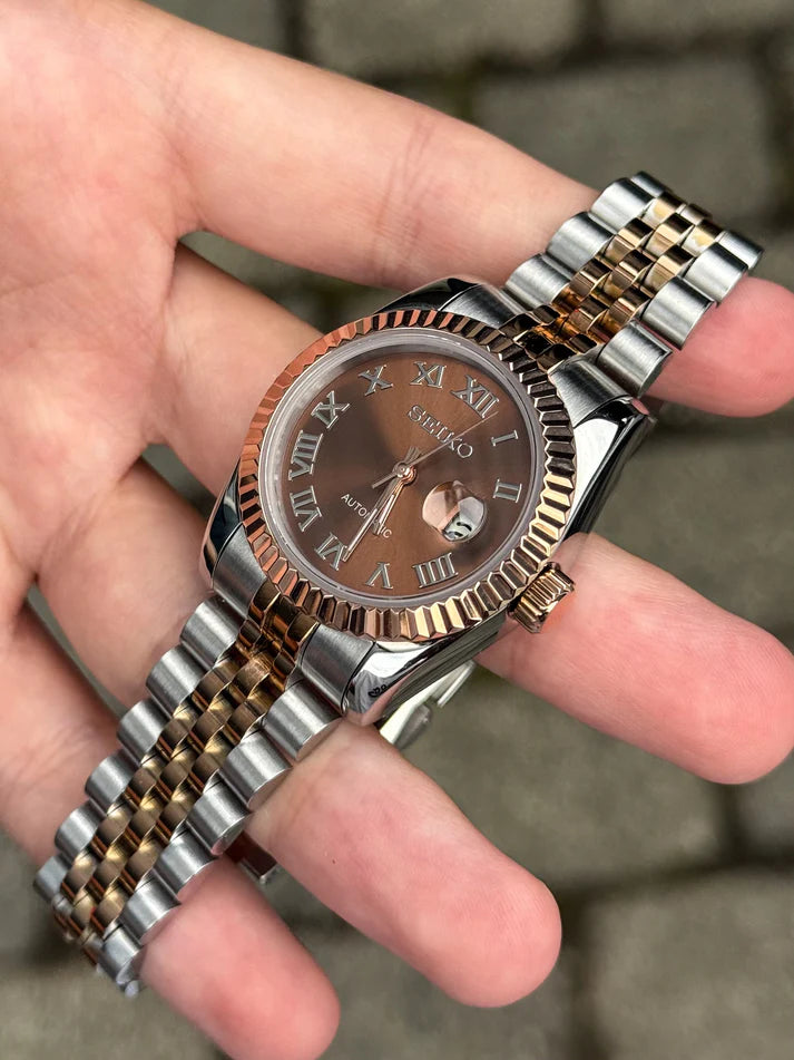 31mm DATEJUST DUAL TONE ROSE GOLD CHOCO ROMAN