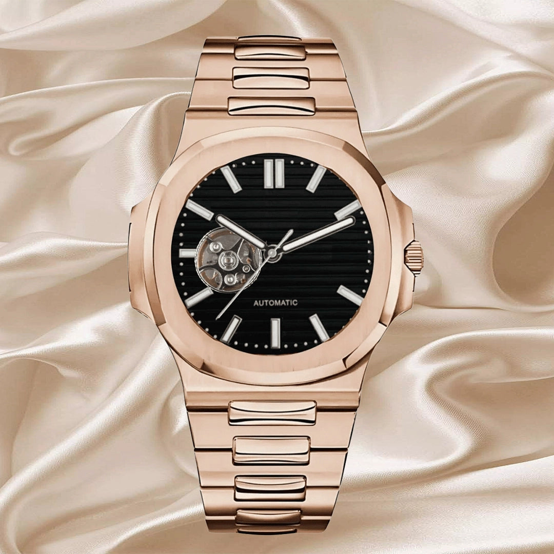 SEIKNAUT MOD Nautilus (Open Heart) Rose Gold-Black — view 2