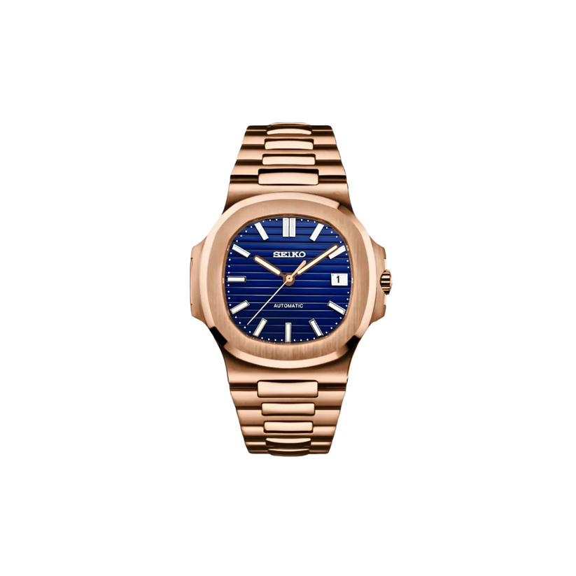 SEIKO MOD NAUTILUS BLUE ROSEGOLD MEN'S WATCH