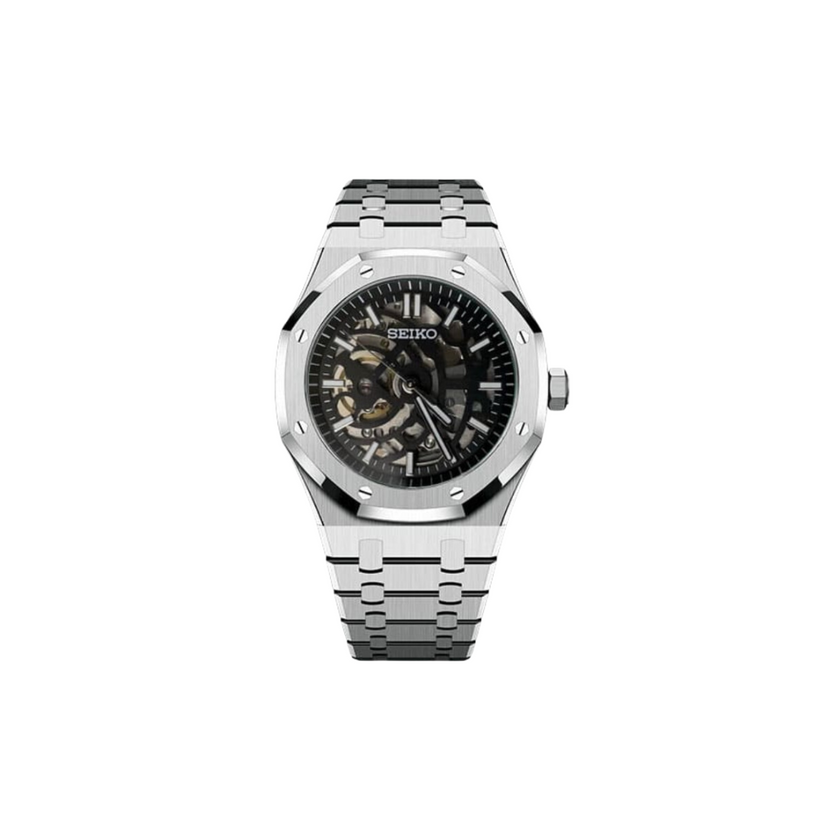 SEIKO MOD OAK SKELETON STEEL MEN'S WATCH