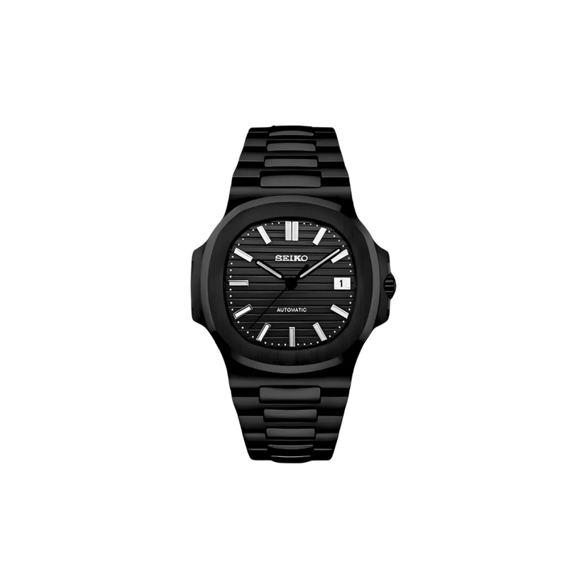 SEIKO MOD NAUTILUS FULL BLACK MEN'S WATCH