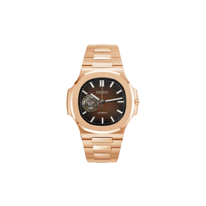 SEIKO MOD OPEN HEART NAUTILUS ROSEGOLD MEN'S WATCH