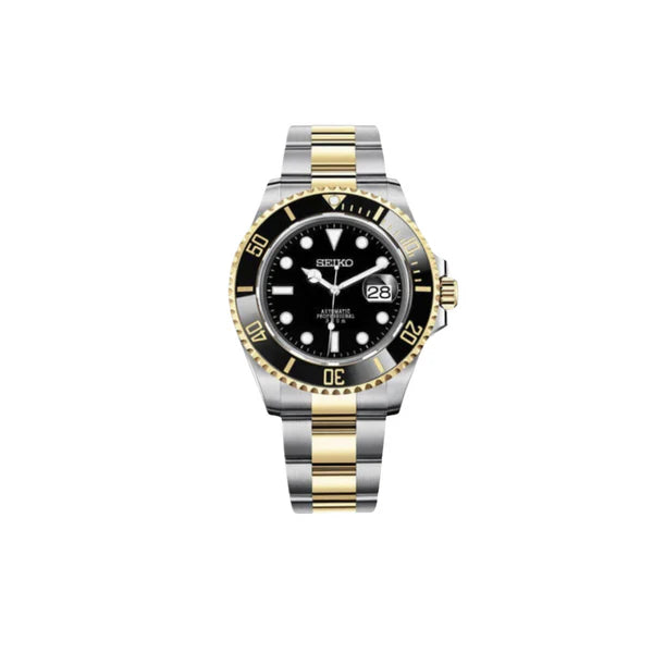 SEIKO MOD SUBMARINER TWO-TONE GOLD MEN'S WATCH