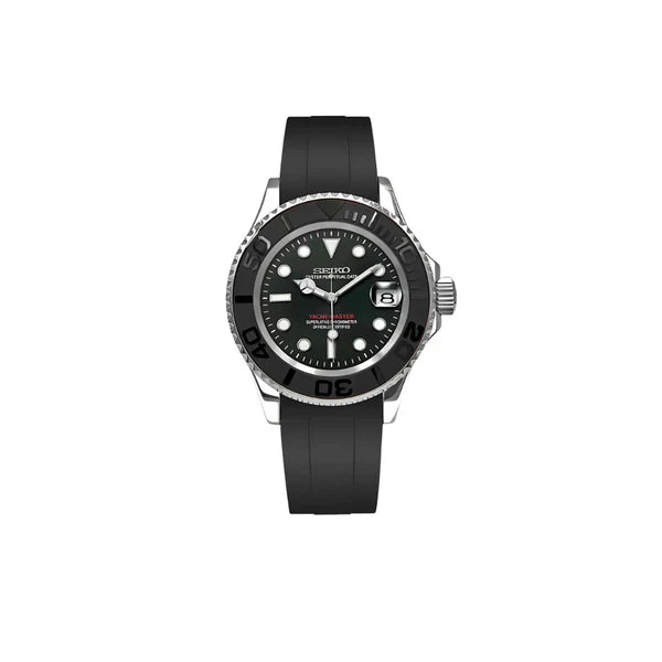 SEIKO MOD YACHTMASTER BLACK (RUBBER STRAP) MEN'S WATCH