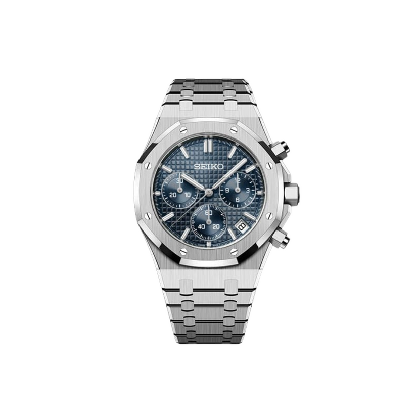 SEIKO MOD ROYAL OAK CHRONO NAVY MEN'S WATCH