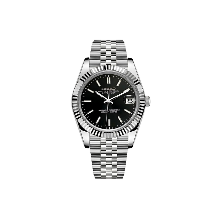 SEIKO MOD DATEJUST BLACK MEN'S WATCH