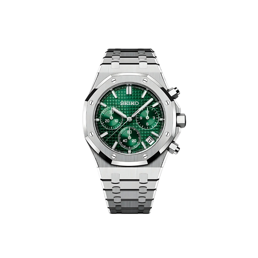 SEIKO MOD ROYAL OAK CHRONO EMERALD MEN'S WATCH