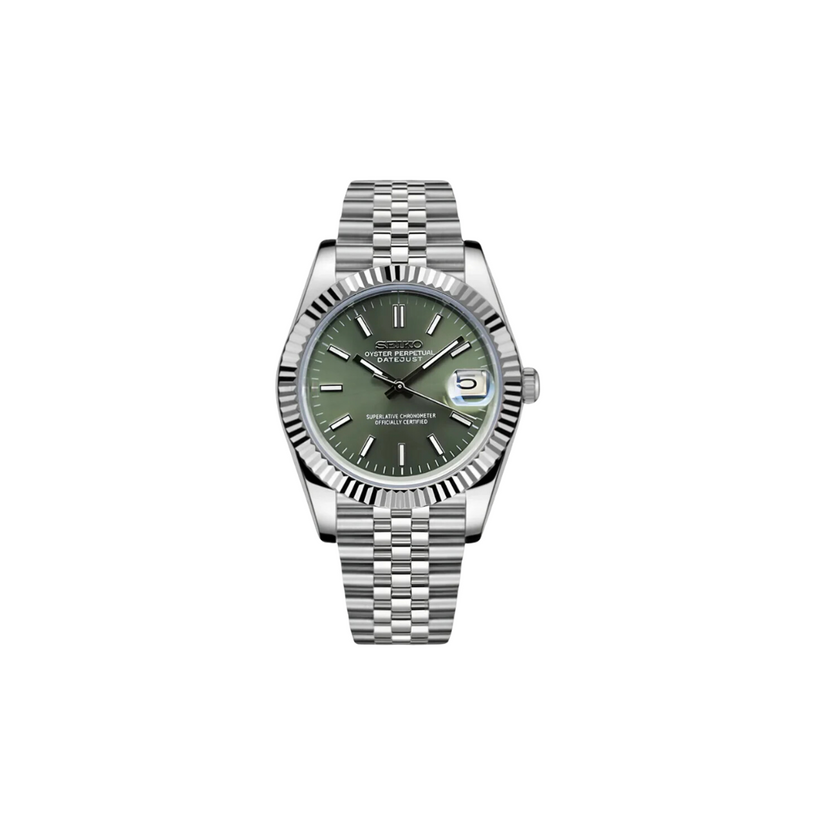 SEIKO MOD DATEJUST OLIVE GREEN MEN'S WATCH