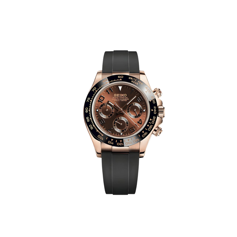 SEIKO MOD DAYTONA CHOCOLATE DIAL (RUBBER STRAP) MEN'S WATCH