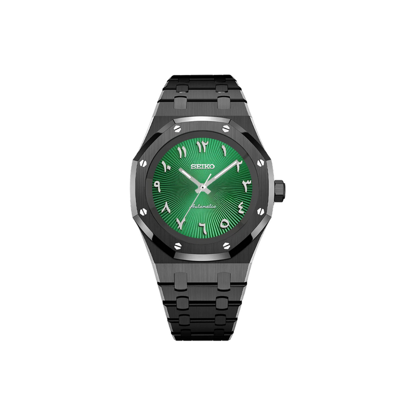 SEIKO MOD ROYAL OAK ARABIC DIAL BLACK/ GREEN DIAL