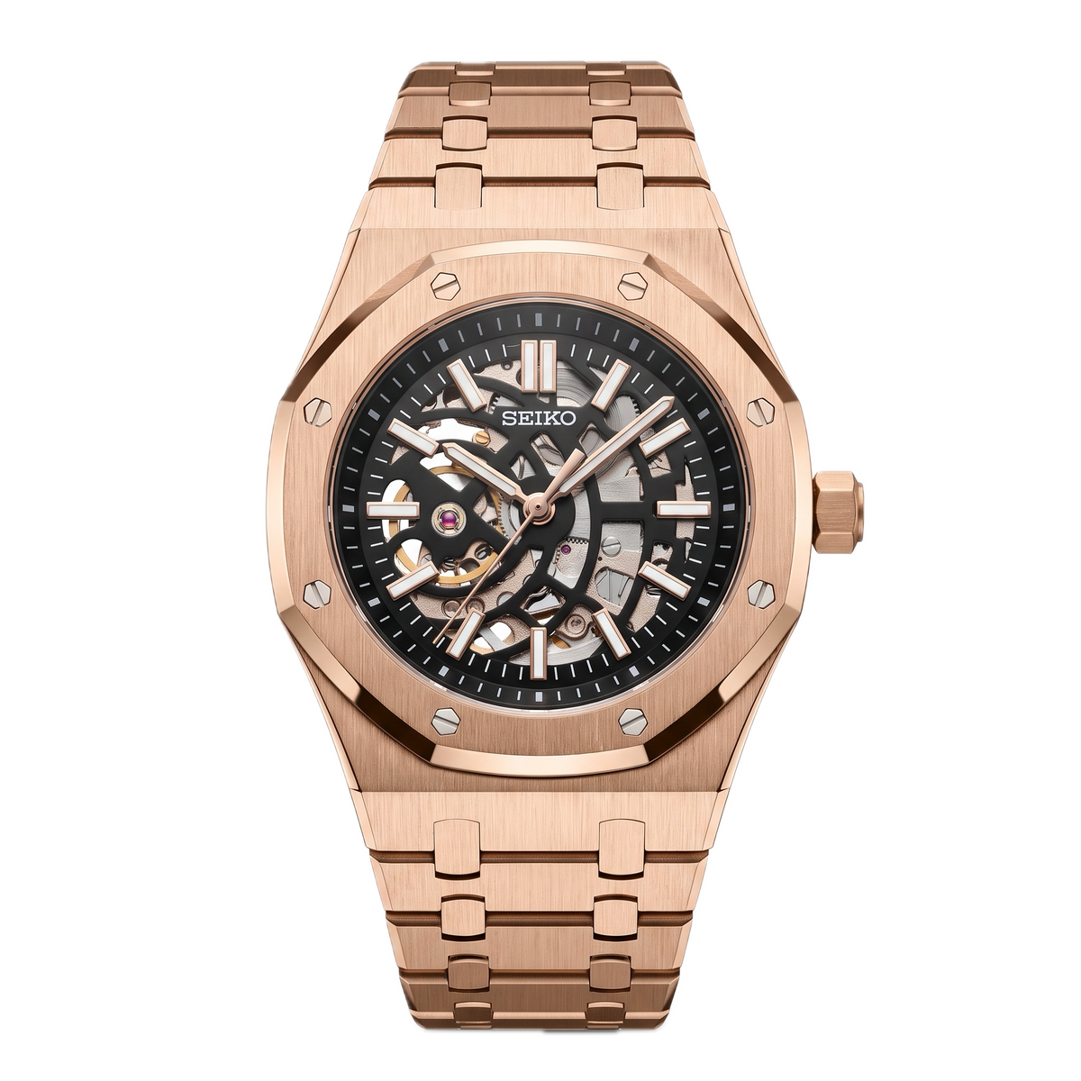 Seikoak | Skeleton Rose Gold — Front view