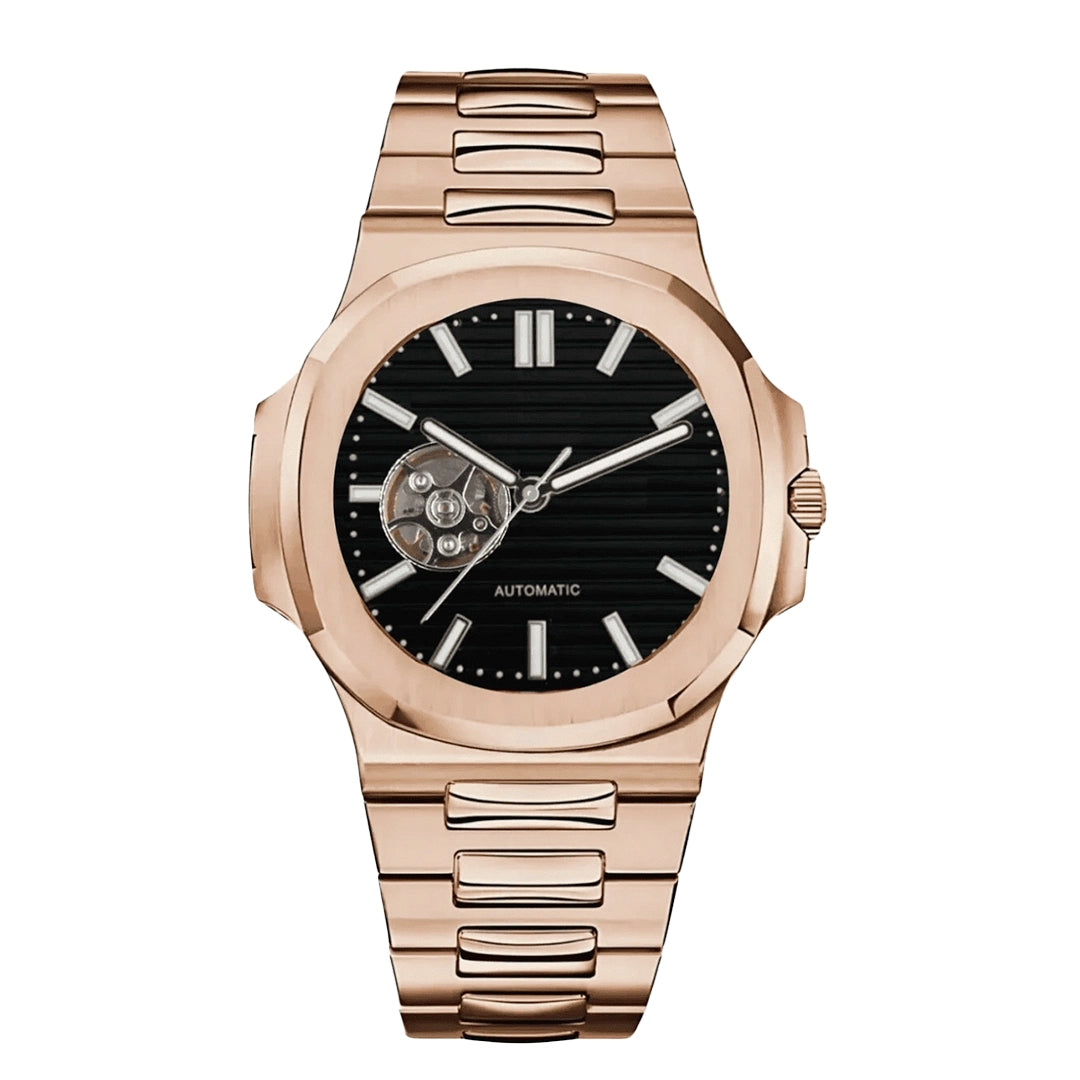 SEIKNAUT MOD Nautilus (Open Heart) Rose Gold-Black — view 1