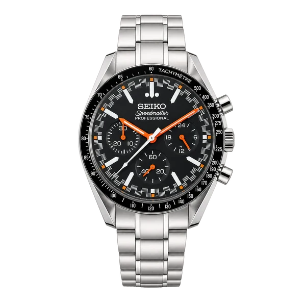 Seikmoon | Moonwatch Black-Orange — Front view